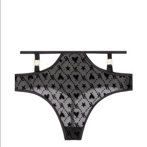 High Waist Logo Mesh Thong NWT